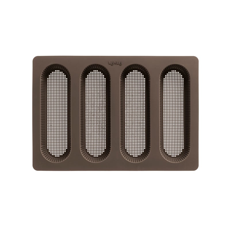 Lekue 4 Cavity Micro Perforated Mini Baguette Baking Pan, Brown - Image 2